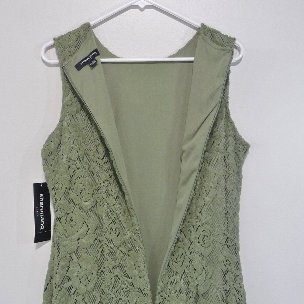 NWT SHARAGANO DRESS SIZE 10 GREEN LACE - Picture 8 of 11